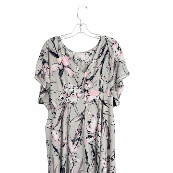 Leith Floral Dress Gray Pink Size 1X - Picture 4 of 12